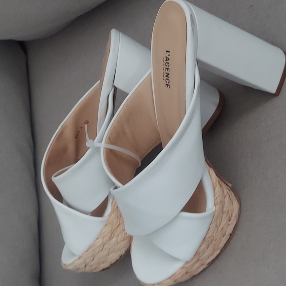 New L'AGENCE White Platform Sandals Size 42/US 12 - Picture 3 of 8